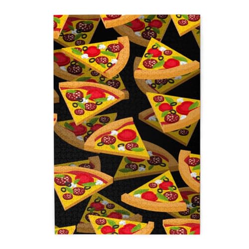 Pizza 3D Buntes Holzpuzzle – herausforderndes Bilder-Puzzle-Spiel für Erwachsene und Puzzle-Enthusiasten – 1000-teiliges interaktives Puzzle von WESTCH