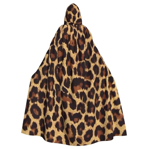 WESTCH Leopard gemusterte Tapete Unisex Kapuzenumhang – vielseitiger Kapuzenumhang mit Polyester-Material, perfekt für Halloween und Cosplay-Events von WESTCH