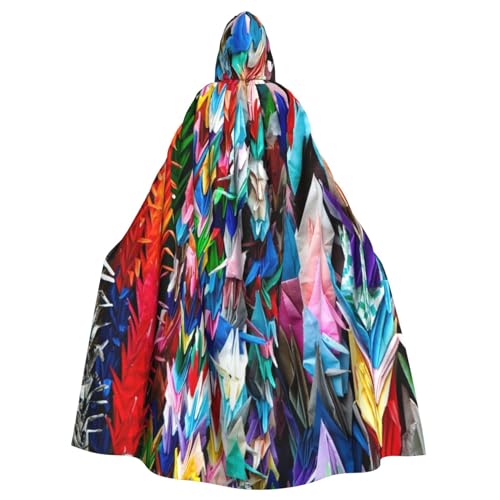 WESTCH Origami Multicolor Papercraft Cranes Unisex Kapuzenumhang – vielseitiger Kapuzenumhang mit Polyester-Material, perfekt für Halloween und Cosplay-Events von WESTCH