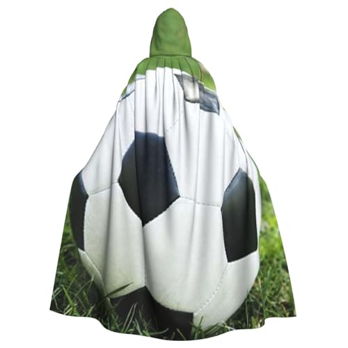 WESTCH Unisex-Kapuzenumhang mit Fußball-Motiv auf Grassy – vielseitiger Kapuzenumhang mit Polyester-Material, perfekt für Halloween und Cosplay-Events von WESTCH