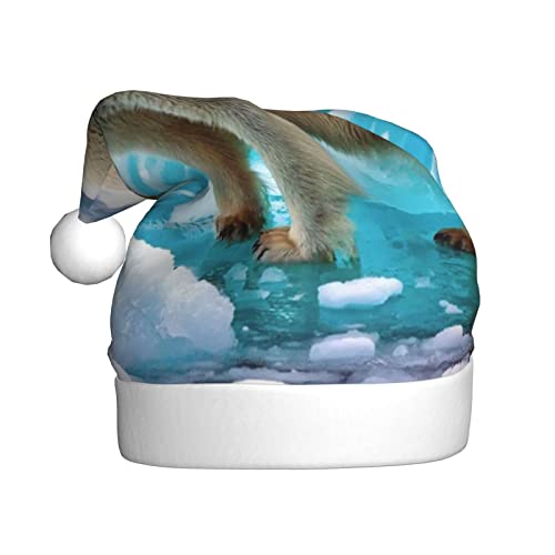 Warme und bequeme Bären-Eis-Nikolausmütze - Erwachsene Plüsch Weihnachtsmütze mit weißem Rand - Perfekte Urlaubsmütze für Weihnachten und festliche Partys im Freien von WESTCH