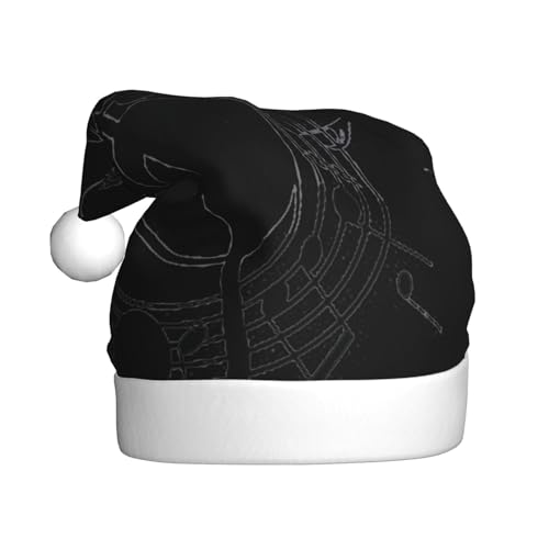 Warme & bequeme Musik Nikolausmütze - Erwachsene Plüsch Weihnachtsmütze mit weißem Rand - Perfekte Urlaubsmütze für Weihnachten und Outdoor Festliche Partys von WESTCH