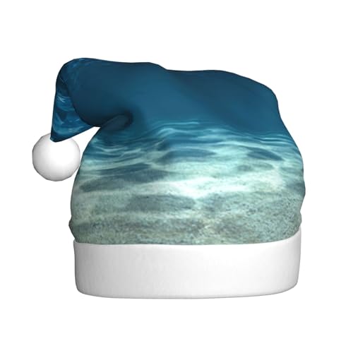 Warme & bequeme Ozean-Weihnachtsmütze - Erwachsene Plüsch Weihnachtsmütze mit weißem Rand - Perfekte Urlaubsmütze für Weihnachten und Outdoor Festliche Partys von WESTCH