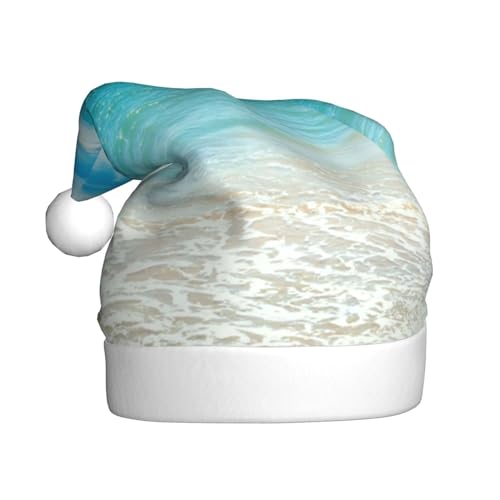 Warme & bequeme Scenic Sea Water Santa Hat - Erwachsene Plüsch Weihnachtsmütze mit weißem Rand - Perfekte Urlaubsmütze für Weihnachten und Outdoor Festliche Partys von WESTCH