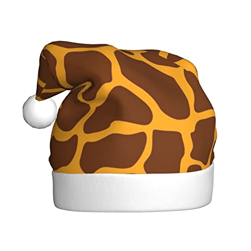Warme und bequeme Weihnachtsmütze mit Giraffen-Druck – Erwachsene Plüsch Weihnachtsmütze mit weißem Rand – perfekte Urlaubsmütze für Weihnachten und festliche Partys im Freien von WESTCH