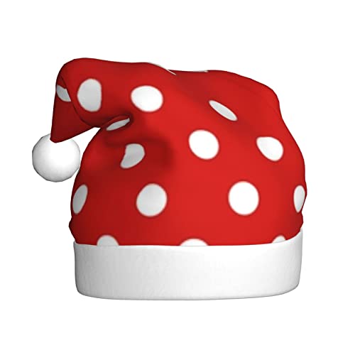 Warme und bequeme Weihnachtsmütze mit Punkten - Erwachsene Plüsch Weihnachtsmütze mit weißem Rand - Perfekte Urlaubsmütze für Weihnachten und Festliche Partys im Freien von WESTCH