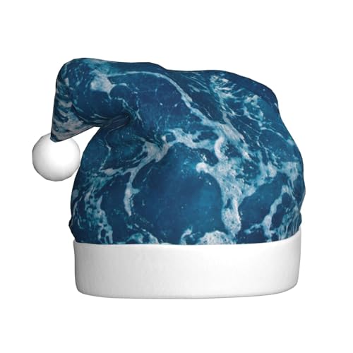 Warme und bequeme Weihnachtsmütze mit tropischem Ozean Strand Thema - Erwachsene Plüsch Weihnachtsmütze mit weißem Rand - Perfekte Urlaubsmütze für Weihnachten und festliche Partys im Freien von WESTCH