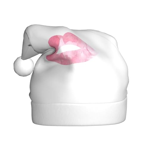 Warme & bequeme Wimpernlippe Weiße Weihnachtsmütze - Erwachsene Plüsch Weihnachtsmütze mit weißem Rand - Perfekte Urlaubsmütze für Weihnachten und Outdoor Festliche Partys von WESTCH