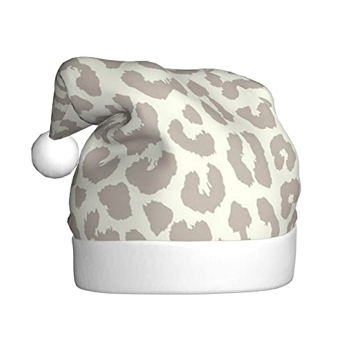 Warme & bequeme braune Muster Leopard Nikolausmütze - Erwachsene Plüsch Weihnachtsmütze mit weißem Rand - Perfekte Urlaubsmütze für Weihnachten und Outdoor Festliche Partys von WESTCH