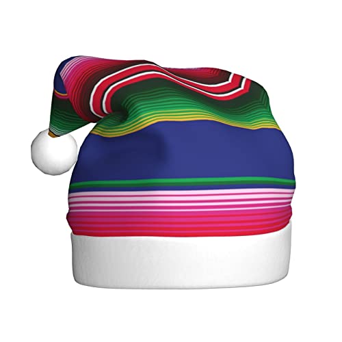 Warme und bequeme bunte mexikanische Streifen Weihnachtsmütze – Erwachsene Plüsch Weihnachtsmütze mit weißem Rand – perfekte Urlaubsmütze für Weihnachten und festliche Partys im Freien von WESTCH