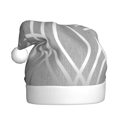 Warme und bequeme silberne geometrische Figur Nikolausmütze - Erwachsene Plüsch Weihnachtsmütze mit weißem Rand - Perfekte Urlaubsmütze für Weihnachten und festliche Partys im Freien von WESTCH