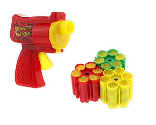 Konfetti Pistolen und Munition - Party, Festival, Karneval, Geburtags-Feier Fasching Hochzeit Überraschungen Shooter Lametta Glitzer - Pistolen Farbe nach Zufall (1x Pistole) von WESTCRAFT