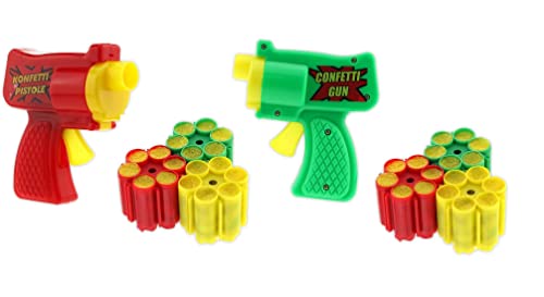 Konfetti Pistolen und Munition - Party, Festival, Karneval, Geburtags-Feier Fasching Hochzeit Überraschungen Shooter Lametta Glitzer - Pistolen Farbe nach Zufall (2X Pistole) von WESTCRAFT
