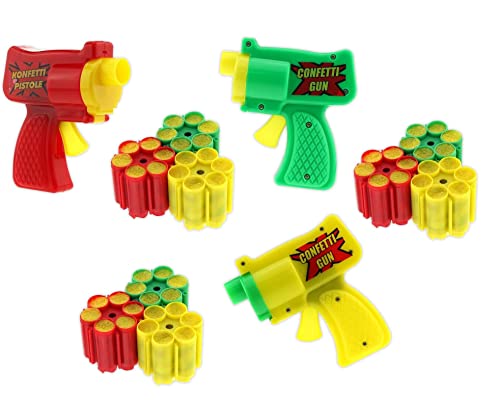Konfetti Pistolen und Munition - Party, Festival, Karneval, Geburtags-Feier Fasching Hochzeit Überraschungen Shooter Lametta Glitzer - Pistolen Farbe nach Zufall (3X Pistole) von WESTCRAFT