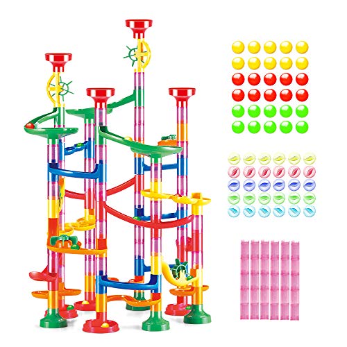 Murmelbahn Kugelbahn Murmelbahn Marble Run Mehrfarbige Konstruktionsbausteine DIY Bausteine mit Bahnelementen und Glasmurmeln pädagogisch. 169 Teile. Ab 3 Jahre und von WEofferwhatYOUwant