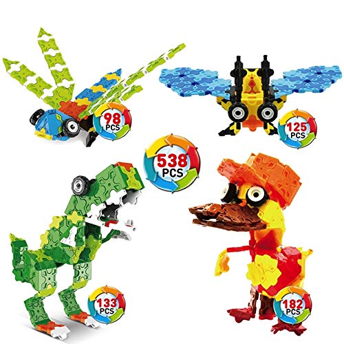 WEofferwhatYOUwant Dinosaurier & Co. 3D Puzzle Bausatz für Kinder ab 5 Jahre - FLATBLOCKS Level 2-538 Teile (DIY) von WEofferwhatYOUwant