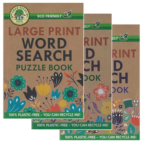 WF Graham Umweltfreundliche Großdruck-Wordsearch Puzzlebücher für Erwachsene | Plastikfreie Wortsuche, Denkaufgaben | Über 70 Wortsuche in jedem | 3er Set von WF Graham