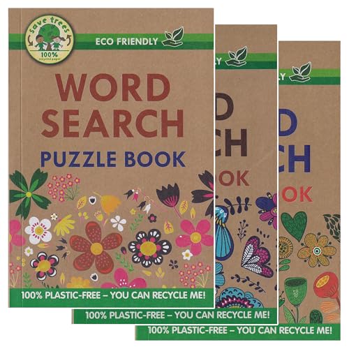 WF Graham Umweltfreundliche Wordsearch Puzzlebücher für Erwachsene | Plastikfreie Wortsuche, Denksportaufgaben | Über 130 Wortsuche in jedem | 3er Set von WF Graham