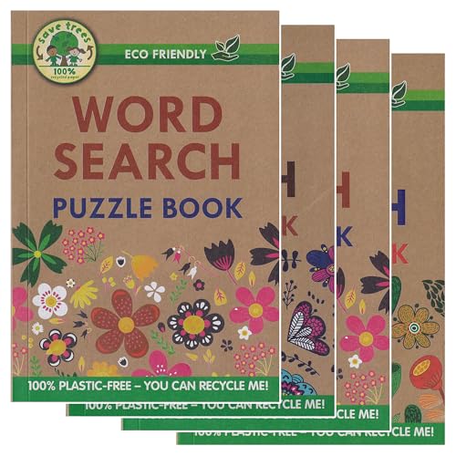 WF Graham Umweltfreundliche Wordsearch Puzzlebücher für Erwachsene | Plastikfreie Wortsuche, Denksportaufgaben | Über 130 Wortsuche in jedem | 4er Set von WF Graham
