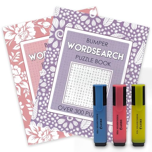 ihoot A4 Bumper Wordsearch Puzzle Bücher und Textmarker Bundle - Set mit 2 PLUS Textmarkern - Wortsuchbücher für Erwachsene, Reisespiel, Denksportaufgaben - über 300 Puzzles in jedem ihoot A4 Bumper Wordsearch Puzzle Bücher und Textmarker Bundle - Set mit 2 PLUS Textmarkern - Wortsuchbücher für Erwachsene, Reisespiel, Denksportaufgaben - über 300 Puzzles in jedem von WF Graham