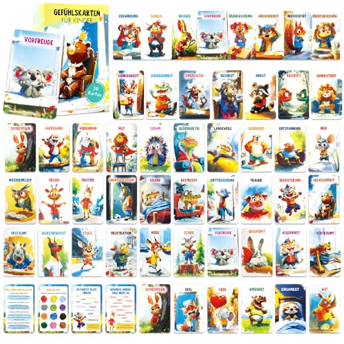 Gefühlskarten für Kinder, 56pcs Mutmacherkarten Ermutigungskarten Motivationskarten für Selbstregulation und EIN Gutes Gefühl Achtsamkeitskarten Emotion Karten mit Erklärungstexten Gefühlskarten für Kinder, 56pcs Mutmacherkarten Ermutigungskarten Motivationskarten für Selbstregulation und EIN Gutes Gefühl Achtsamkeitskarten Emotion Karten mit Erklärungstexten von WFKKMEQ