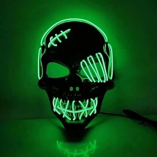 Gruselige LED-Purge-Maske, Halloween-Masken, Halloween-Maske, leuchtende Totenkopf-Maske, leuchtendes Cosplay, leuchtendes Horror-Lächeln, Gesicht für Männer, Frauen, Kinder, Anonyme Neongeschenke Gruselige LED-Purge-Maske, Halloween-Masken, Halloween-Maske, leuchtende Totenkopf-Maske, leuchtendes Cosplay, leuchtendes Horror-Lächeln, Gesicht für Männer, Frauen, Kinder, Anonyme Neongeschenke von WFKKMEQ