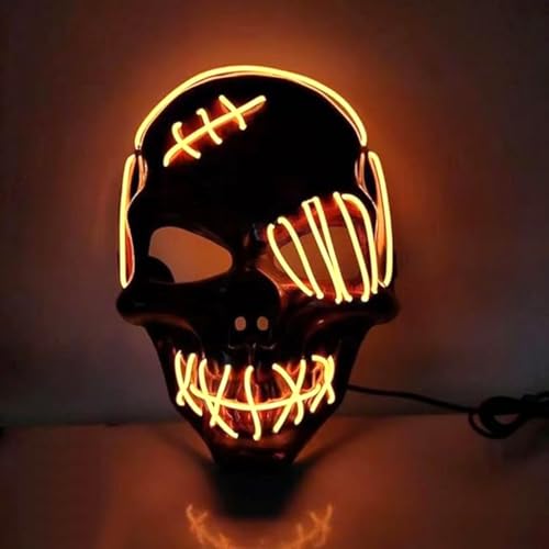 Halloween Leuchtende Totenkopfmaske, gruselige LED-Purge-Maske, Halloween-Masken, beleuchtetes Cosplay, leuchtendes Horror-Lächeln, Gesicht für Männer, Frauen, Kinder, Anonyme Neongeschenke (Orange) Halloween Leuchtende Totenkopfmaske, gruselige LED-Purge-Maske, Halloween-Masken, beleuchtetes Cosplay, leuchtendes Horror-Lächeln, Gesicht für Männer, Frauen, Kinder, Anonyme Neongeschenke (Orange) von WFKKMEQ