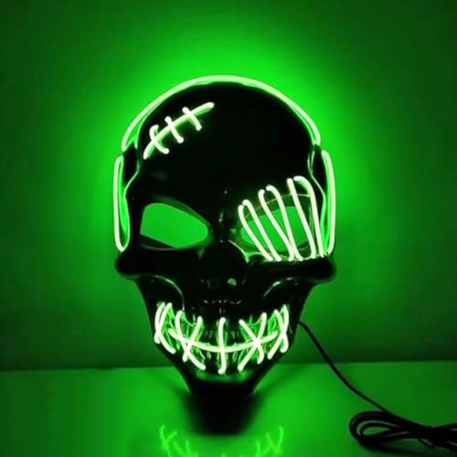 Halloween-Masken, Halloween-Totenkopf-Maske, gruselige LED-Halloween-Maske, beleuchtetes Cosplay, leuchtendes Horror-Lächeln, Gesicht für Männer, Frauen, Kinder, anonyme Neongeschenke Halloween-Masken, Halloween-Totenkopf-Maske, gruselige LED-Halloween-Maske, beleuchtetes Cosplay, leuchtendes Horror-Lächeln, Gesicht für Männer, Frauen, Kinder, anonyme Neongeschenke von WFKKMEQ