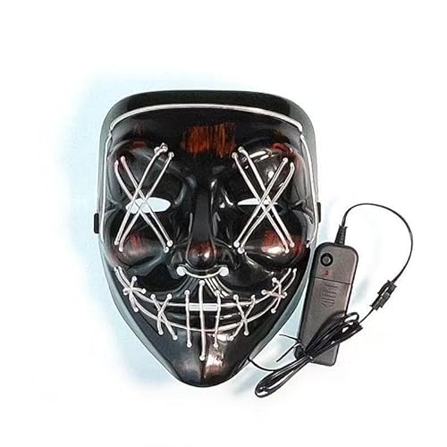 Halloween-Masken, gruselige LED-Halloween-Maske, leuchtendes Horror-Lächeln, beleuchtetes Cosplay, Gesicht für Männer, Frauen, Kinder, Anonyme Neongeschenke (weiß) von WFKKMEQ