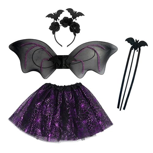 Hexenkostüm Kinder, Halloween Kostüm Accessoire Set mit Tüllrock Flügel Hexenhut und Zauberstab Tutu Cosplay Kostüm Zubehör Halloween Fasching Karneval Party Bekleidung für Kinder Hexenkostüm Kinder, Halloween Kostüm Accessoire Set mit Tüllrock Flügel Hexenhut und Zauberstab Tutu Cosplay Kostüm Zubehör Halloween Fasching Karneval Party Bekleidung für Kinder von WFKKMEQ