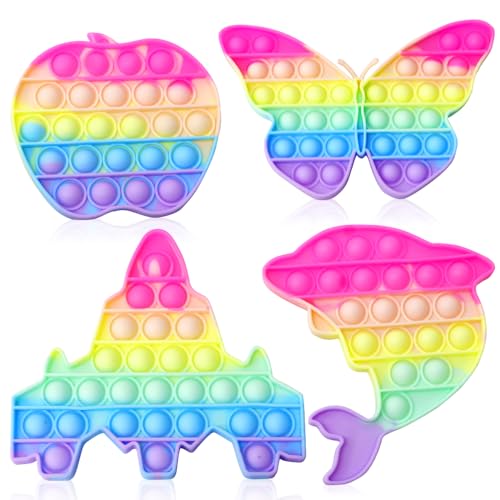 Popit Fidget Spielzeug, 4 Stück Silikon Antistress Toy Pop Bubble Fidget Toys Sensorisches Anti Stress Spielzeug Silikon Sensorisches Angst Relief Finger Toys für Stressabbau Kinder und Erwachsene Popit Fidget Spielzeug, 4 Stück Silikon Antistress Toy Pop Bubble Fidget Toys Sensorisches Anti Stress Spielzeug Silikon Sensorisches Angst Relief Finger Toys für Stressabbau Kinder und Erwachsene von WFKKMEQ