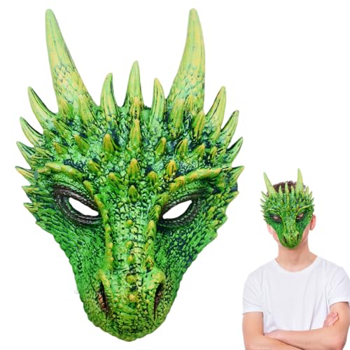 WFKKMEQ Dragon Cosplay Maske, Halloween 3D Cosplay Maske, Tier halb schreckliche Drache Gesichtsmaske für Festival Party Erwachsene Männer Kinder Kostüm Requisiten WFKKMEQ Dragon Cosplay Maske, Halloween 3D Cosplay Maske, Tier halb schreckliche Drache Gesichtsmaske für Festival Party Erwachsene Männer Kinder Kostüm Requisiten von WFKKMEQ