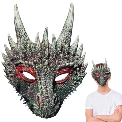 WFKKMEQ Halloween Drachenmaske, 3D Tier Drachen Masken, Halloween Maskerade Kostüm Party Unisex Verkleidung Outfit WFKKMEQ Halloween Drachenmaske, 3D Tier Drachen Masken, Halloween Maskerade Kostüm Party Unisex Verkleidung Outfit von WFKKMEQ