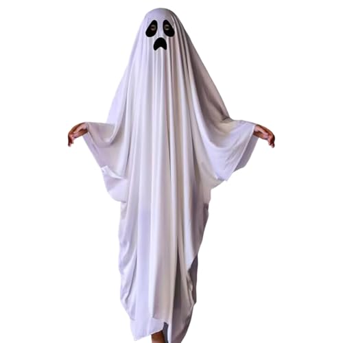 WFKKMEQ Halloween-Kostüm, Geister-Umhang, Halloween-weiße Geister-Outfits mit für Kinder, Jungen, Mädchen, Umhang, Unisex, Kinder, kreative süße Outfits, Poncho, ausgefallene Party, Cosplay, Geist WFKKMEQ Halloween-Kostüm, Geister-Umhang, Halloween-weiße Geister-Outfits mit für Kinder, Jungen, Mädchen, Umhang, Unisex, Kinder, kreative süße Outfits, Poncho, ausgefallene Party, Cosplay, Geist von WFKKMEQ