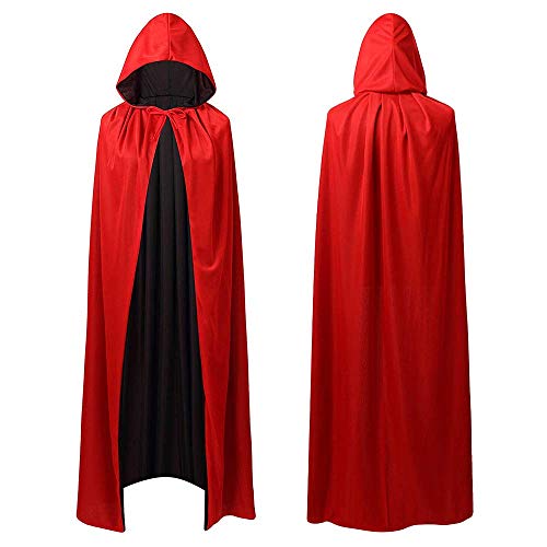 WFKKMEQ Halloween Vampir Capes, Vampir Kapuzenumhang Schwarz Rot Doppelseitig für Kinder & Erwachsene für Halloween Maskerade - 140 cm WFKKMEQ Halloween Vampir Capes, Vampir Kapuzenumhang Schwarz Rot Doppelseitig für Kinder & Erwachsene für Halloween Maskerade - 140 cm von WFKKMEQ