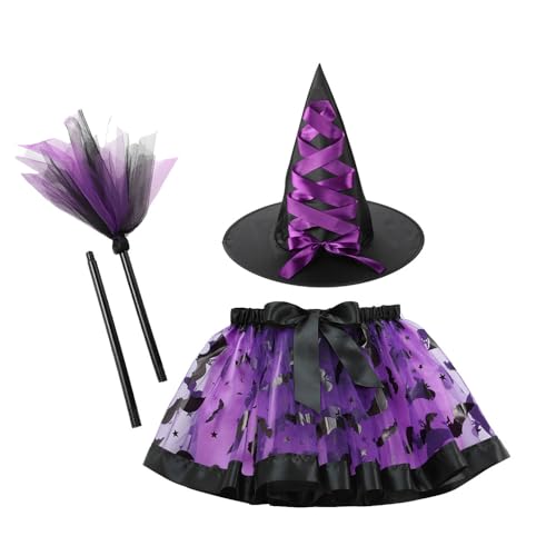 WFKKMEQ Hexenkostüm-Zubehör-Set, Halloween-Kostüm mit Hexenhut, LED-Tu-Rock und LED-Besen, Hexen, Cosplay-Outfit, Zubehör für Kinder, Halloween, Karneval, Party, Verkleidung, Cosplay WFKKMEQ Hexenkostüm-Zubehör-Set, Halloween-Kostüm mit Hexenhut, LED-Tu-Rock und LED-Besen, Hexen, Cosplay-Outfit, Zubehör für Kinder, Halloween, Karneval, Party, Verkleidung, Cosplay von WFKKMEQ