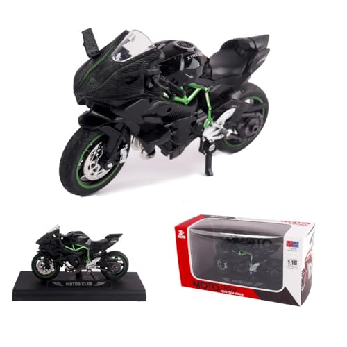 WFKKMEQ Motorrad Modell Spielzeug, 1:18 Motorrad Sammlung, Spielzeugauto für Kinder, Dekoration Geschenk Party Geschenke für Kinder ab 3 Jungen und Mädchen und Erwachsene (Schwarz) von WFKKMEQ