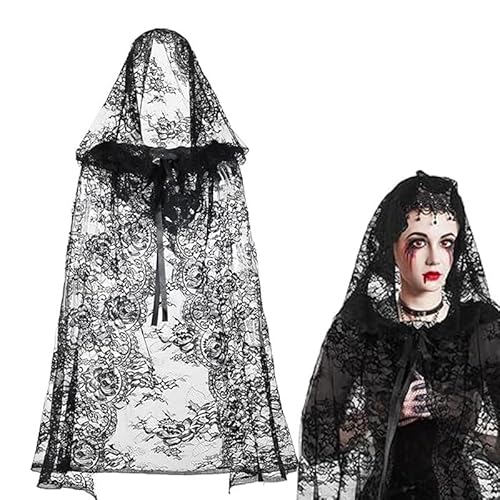 WFKKMEQ Sensenmann-Kostüm für Kinder, schwarzes Sensenmann-Kostüm, Halloween-Grusel-Set, Todes-Party, Cosplay-Zubehör für Jugendliche, schwarzer Kapuzenumhang, mit Sense, Handschuhen, Gesichtskleidung von WFKKMEQ