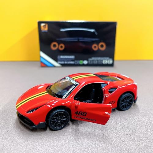 WFKKMEQ Spielzeugauto für Kinder, Automodell, Modellauto im Maßstab 1:43, Modellspielzeug zum Sammeln, Geschenk für 3+ Jungen Mädchen Erwachsene Auto-Fans & Sammler (Rot) von WFKKMEQ