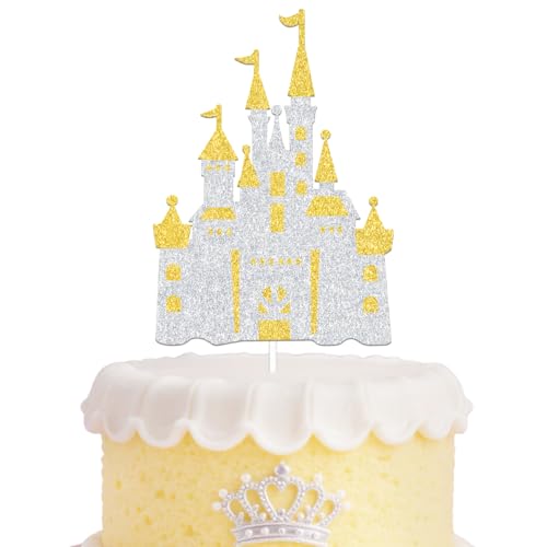 Tortenaufsatz, Motiv Prinzessinnenkuchen, Motiv Schloss, Geburtstagsparty, Dekoration, Prinzessinnen-Partyzubehör, goldfarben und silberfarben Tortenaufsatz, Motiv Prinzessinnenkuchen, Motiv Schloss, Geburtstagsparty, Dekoration, Prinzessinnen-Partyzubehör, goldfarben und silberfarben von WFKLDF
