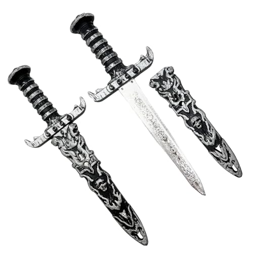 WGCHAIE 2 Stück Ritterschwert, Dolch Kunststoff, Piratensäbel, Spielzeugschwert für Frauen Männer Halloween Plastikspielzeug für Halloween Cosplay Partygeschenke WGCHAIE 2 Stück Ritterschwert, Dolch Kunststoff, Piratensäbel, Spielzeugschwert für Frauen Männer Halloween Plastikspielzeug für Halloween Cosplay Partygeschenke von WGCHAIE