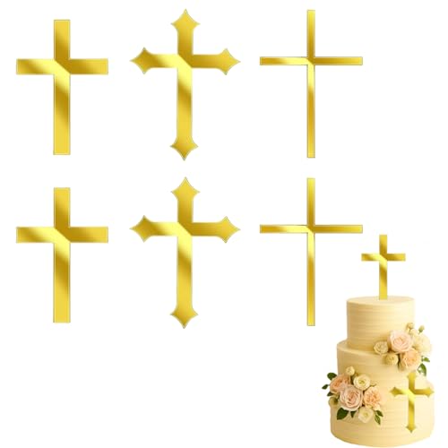 WGCHAIE 6 Stück Kreuz Tortendeko Taufe, Tortendeko Kommunion Mädchen, Kreuz Gold Tauf Torte Deko, Acryl Torte Deko für Hochzeit Geburtstag Party Kommunion WGCHAIE 6 Stück Kreuz Tortendeko Taufe, Tortendeko Kommunion Mädchen, Kreuz Gold Tauf Torte Deko, Acryl Torte Deko für Hochzeit Geburtstag Party Kommunion von WGCHAIE