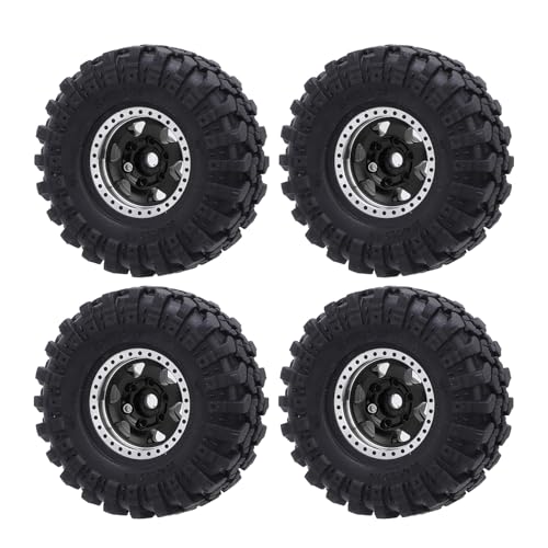 WGFOIP 1/24 WAHR -WAHR -Hub -Reifen -Reifen -Set, 4pcs Aluminiumlegierung Hubs mit Gummireifen für das Klettern des Autos Offroad Crawler (Schwarz) von WGFOIP