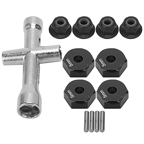WGFOIP 12 Mm Rad 5 Mm Dicke, Sechskantadapter für 1/10 RC, Aluminiumlegierung RC Autorad -Hex -Adapter, Nonslip Nusskreuzhülle (Schwarz) von WGFOIP