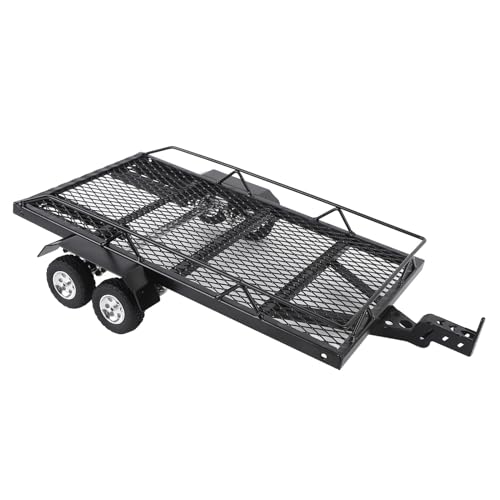 WGFOIP 1PCS 1/18 1/16 Metall -Flachbett mit Haken mit Schweren RC -Dual -Achsen, Metall -Flachbett -Anhänger -Kit für 1/18 1/16 RC Crawler Car, Metal Builder Kit von WGFOIP