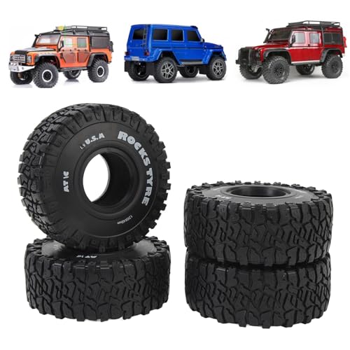 WGFOIP 4pcs 1/10 4.7in RC Crawler -Reifen, Guter Griff Anti -Slip -RC -Gummi -Rad -Reifen -Set für SCX10, Schwarz von WGFOIP