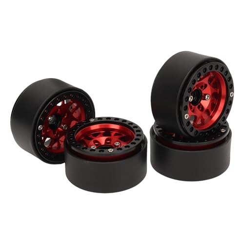 WGFOIP 4pcs 1,9 Zoll Beadlock -Radfelgen für Axiale Scx10 i II III Redcat Gen8, Aluminiumlegierung RC Crawler Rims (Rot) von WGFOIP