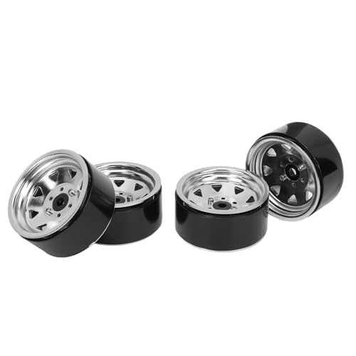 WGFOIP 4pcs 1,9in RC Felgen, Universal Fit Starke Stütze 8 Spokes Rim Set für Axiale Scx10 i II III, Hergestellt aus Zinklegierung und Stahl (Silber) von WGFOIP