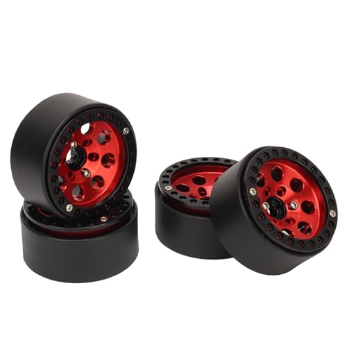 WGFOIP 4pcs RC Rad Rand 1,9 Zoll, Aluminiumlegierung RC Autorad -Hub für Axiale Scx10 II III Redcat Gen8 (Rot) von WGFOIP