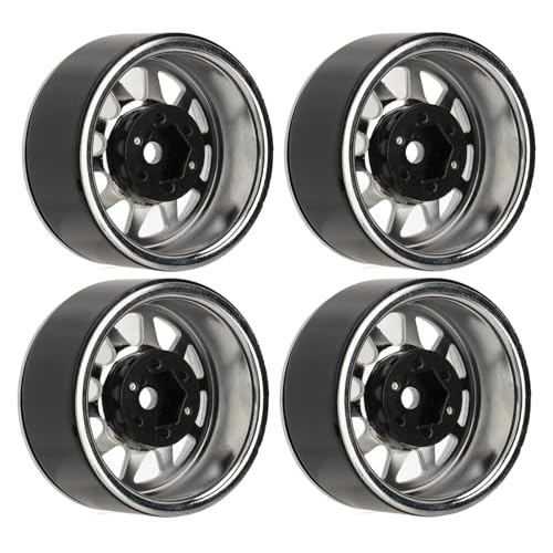 WGFOIP 4pcs RC Wheel Rand Set, Zinklegungsstahl Universal 1,9 Zoll 10 Felgen Hochleistungs -RC -Crawler -Autorad -Hub für Axial Scx10 II III Redcat Gen8 (Silber) von WGFOIP